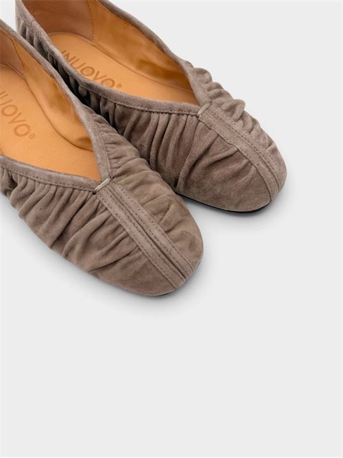 Ballerine taupe in camoscio arricciato IL LACCIO | HE1945CAMOSCIOKS TAUPE